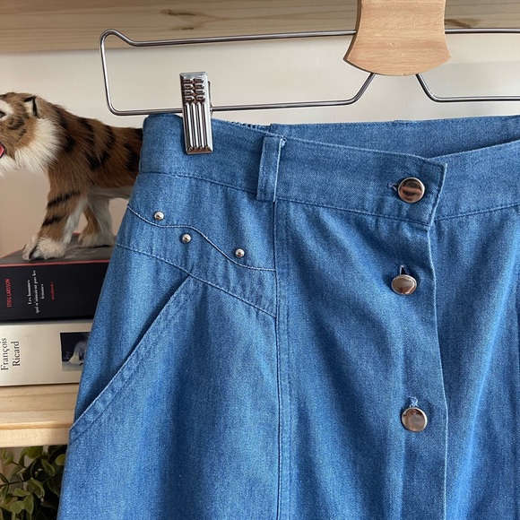 90’s lightweight denim cotton buttoned skirt / 6p - Picture 7 of 13